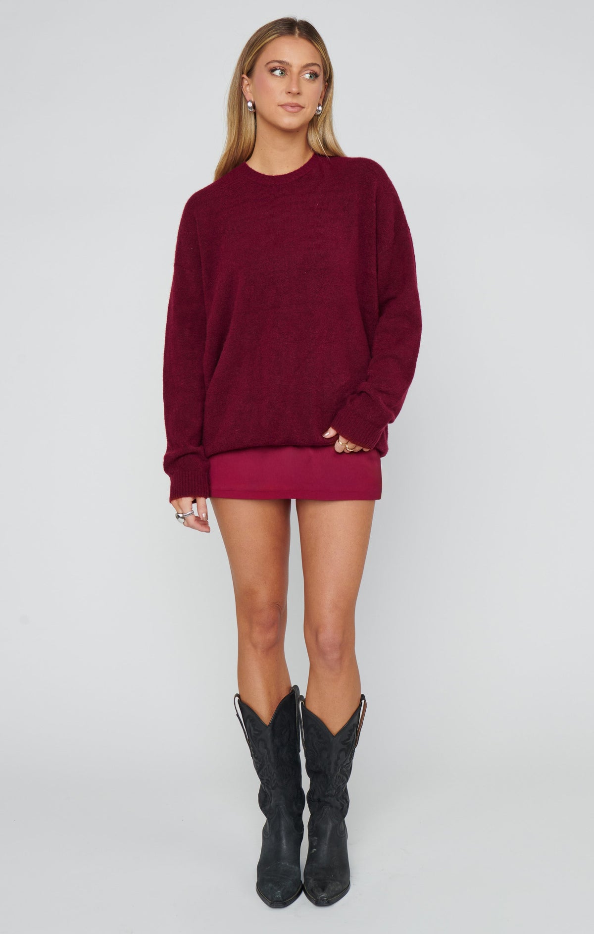 Feel Good Sweater ~ Maroon Knit