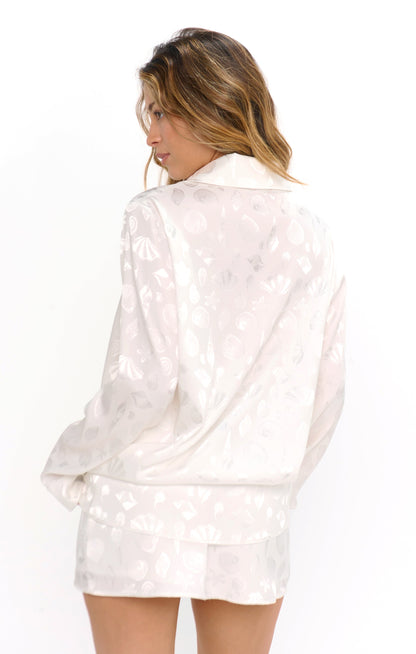 Smith Button Down ~ White Shell Satin