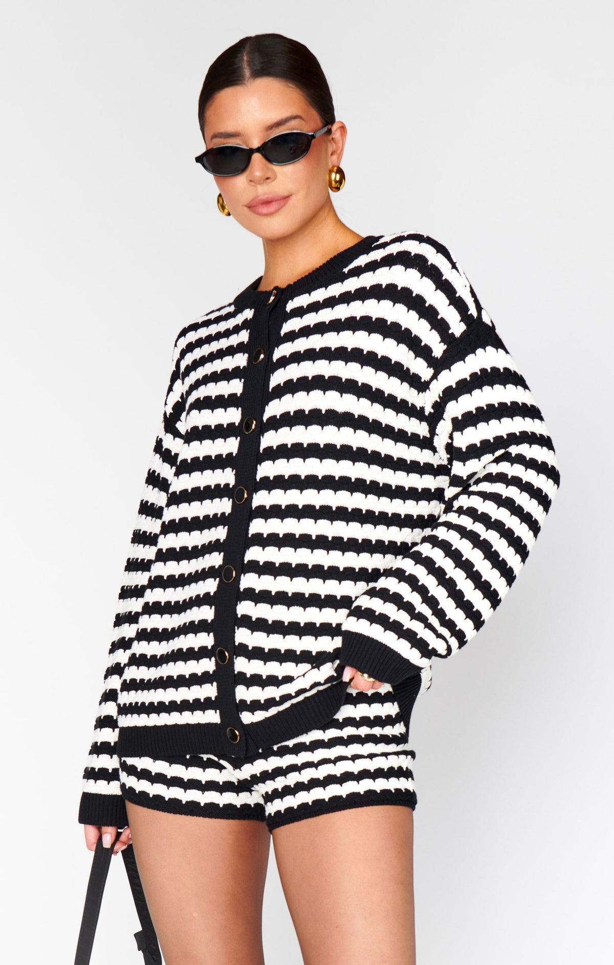 Inez Cardigan ~ Black and White Stripe Knit