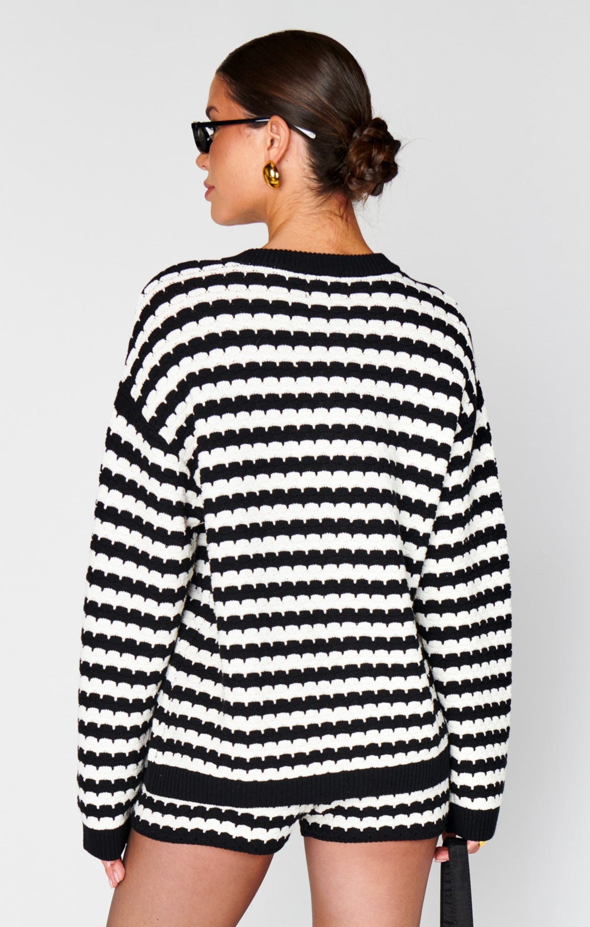 Inez Cardigan ~ Black and White Stripe Knit