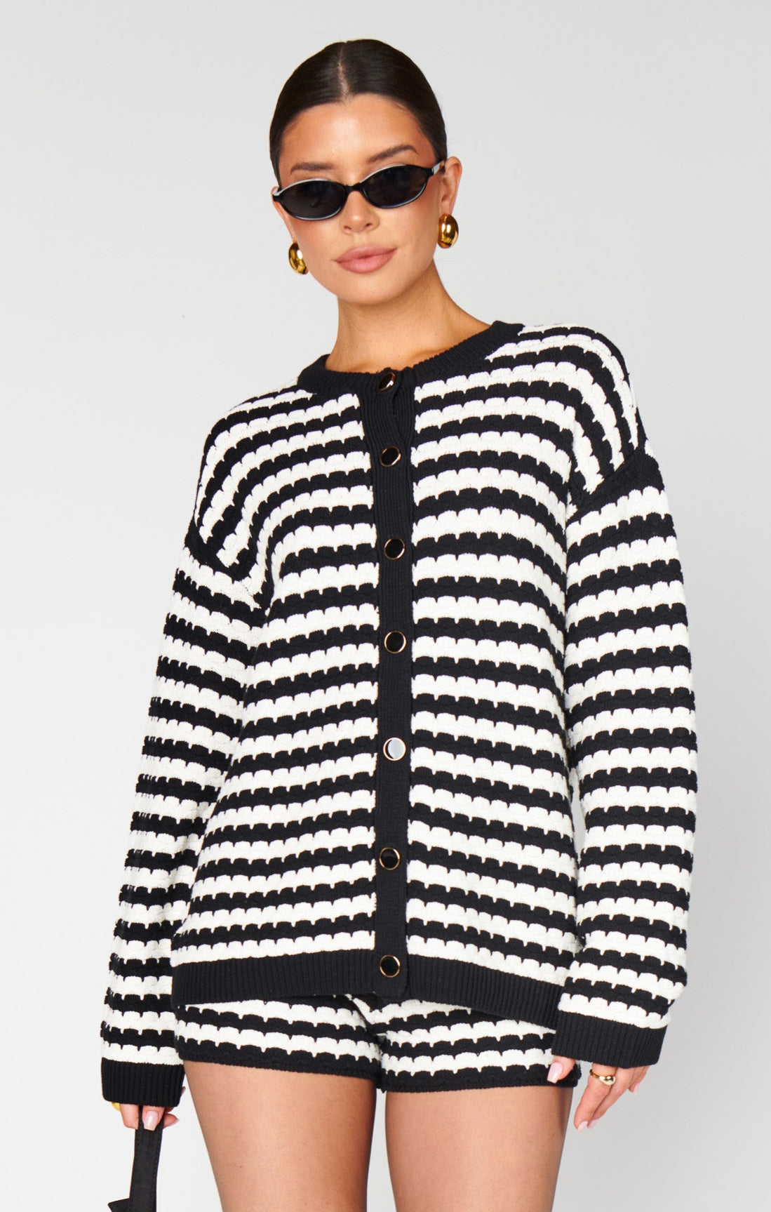 Inez Cardigan ~ Black and White Stripe Knit
