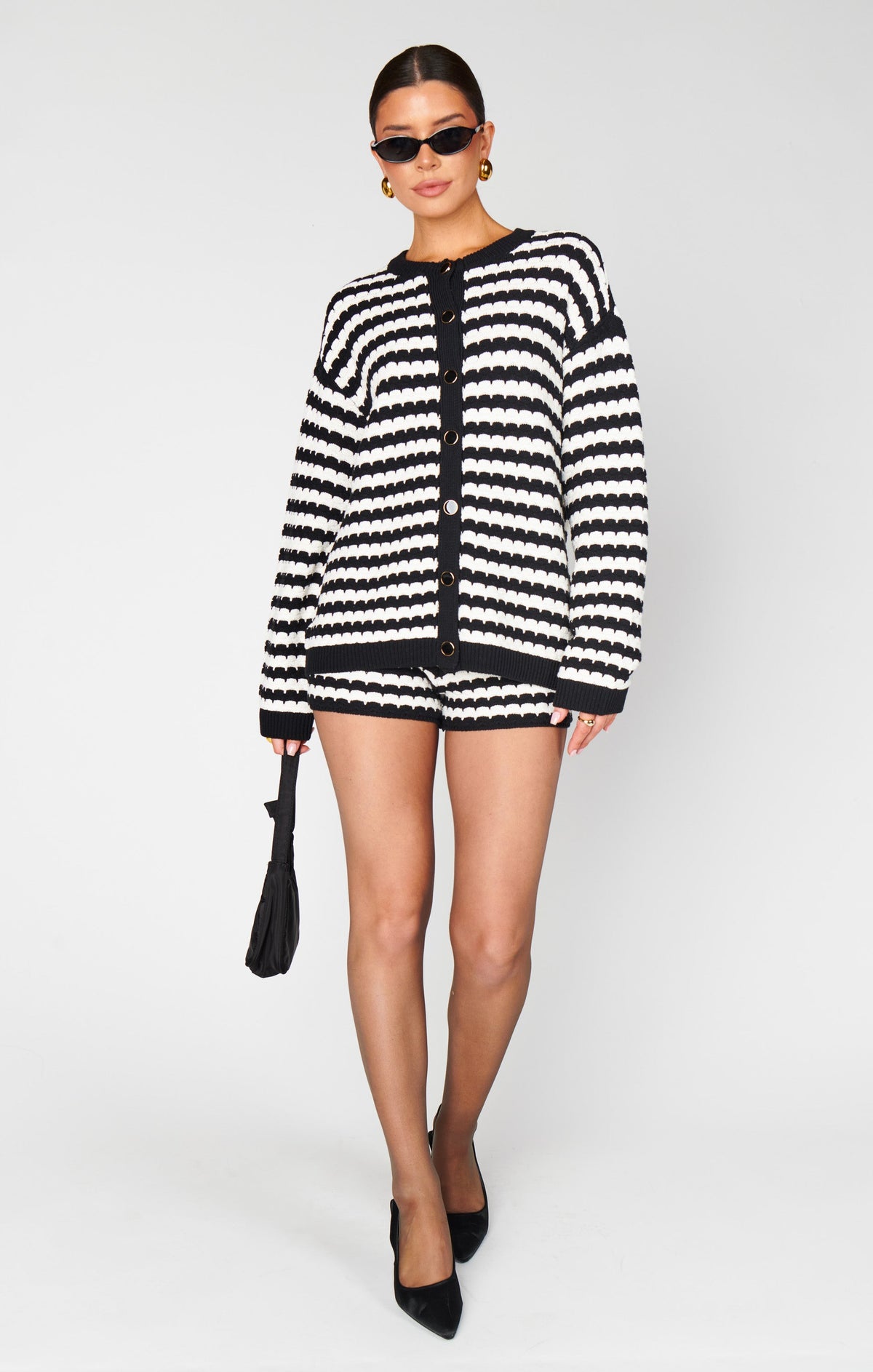 Inez Shorts ~ Black and White Stripe Knit