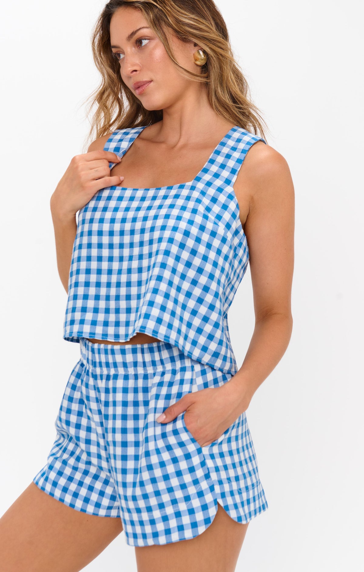 Tara Crop Top ~ Blue Bounty Gingham