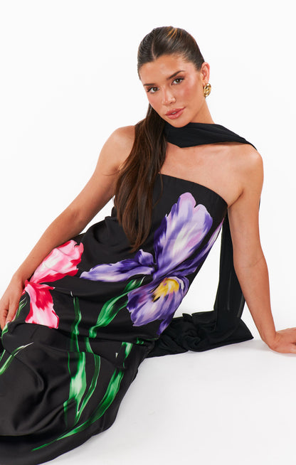 Renee Maxi Dress ~ Wild Iris Luxe Satin