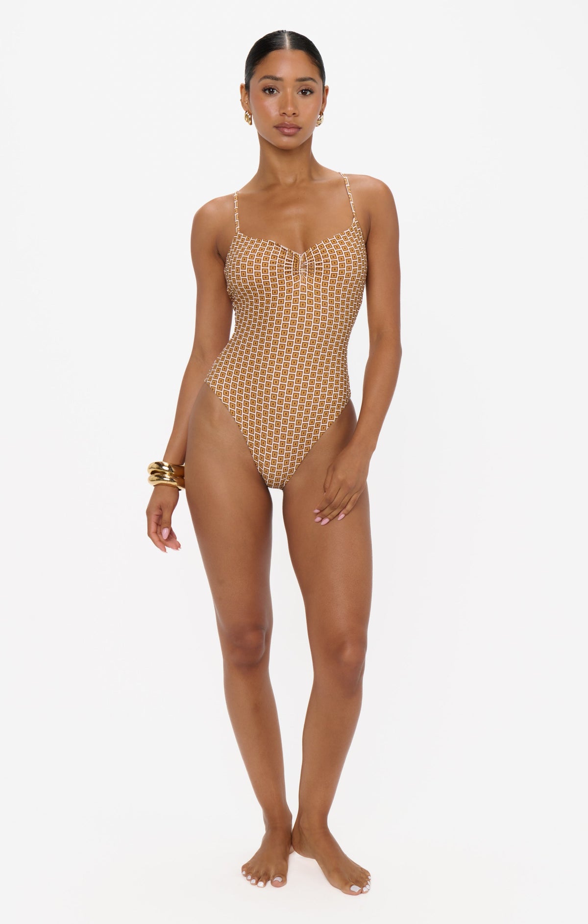 Bells Beach One Piece ~ Beachy Bronze Geo