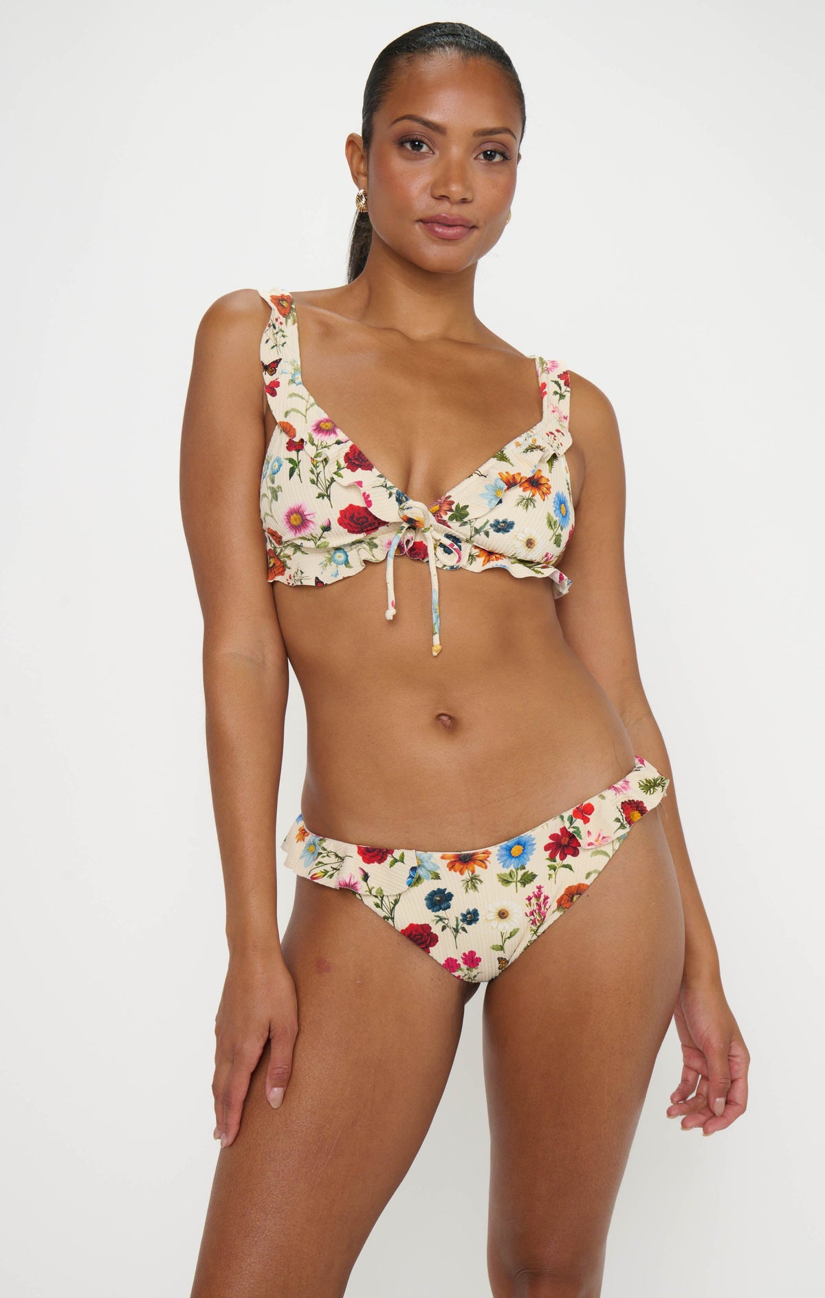 Rosemary Ruffle Bottom ~ French Floral Rib Scrunch