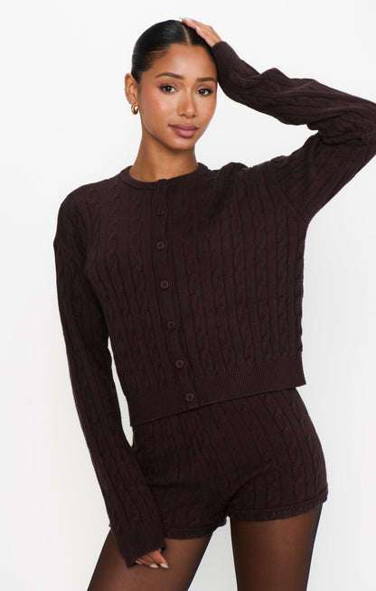 Throw On Shorts ~ Chocolate Cable Knit