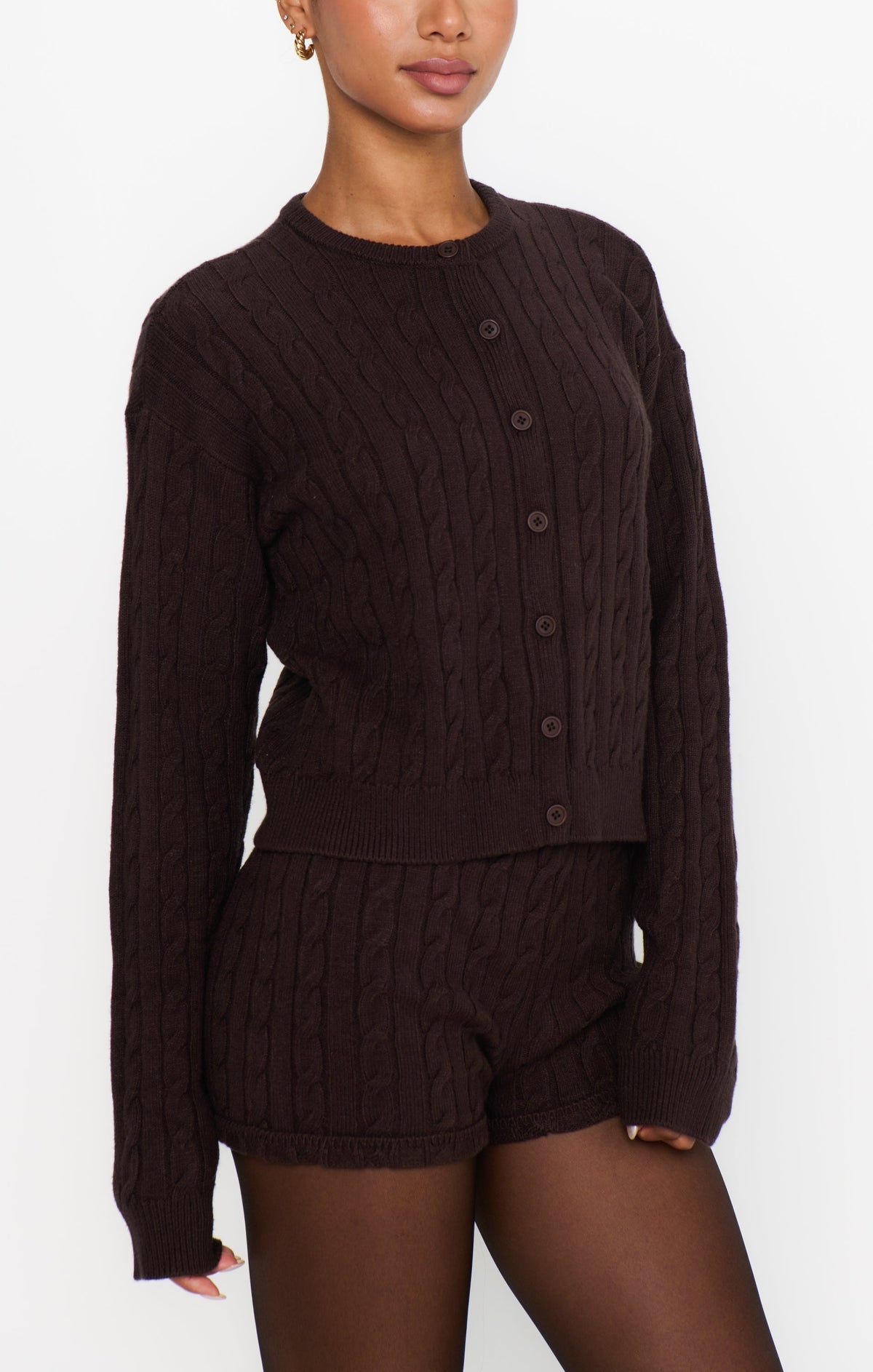 Throw On Shorts ~ Chocolate Cable Knit