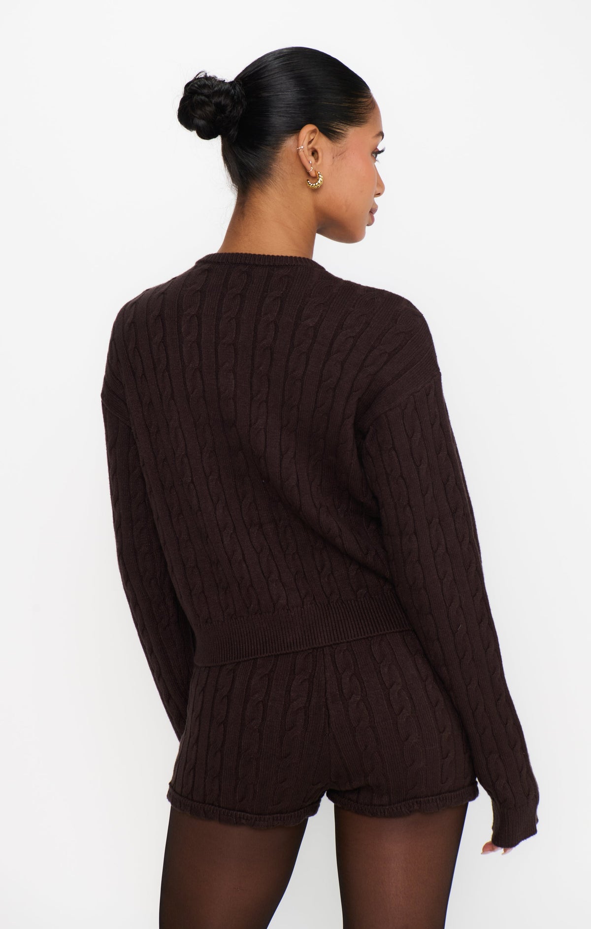 Throw On Shorts ~ Chocolate Cable Knit