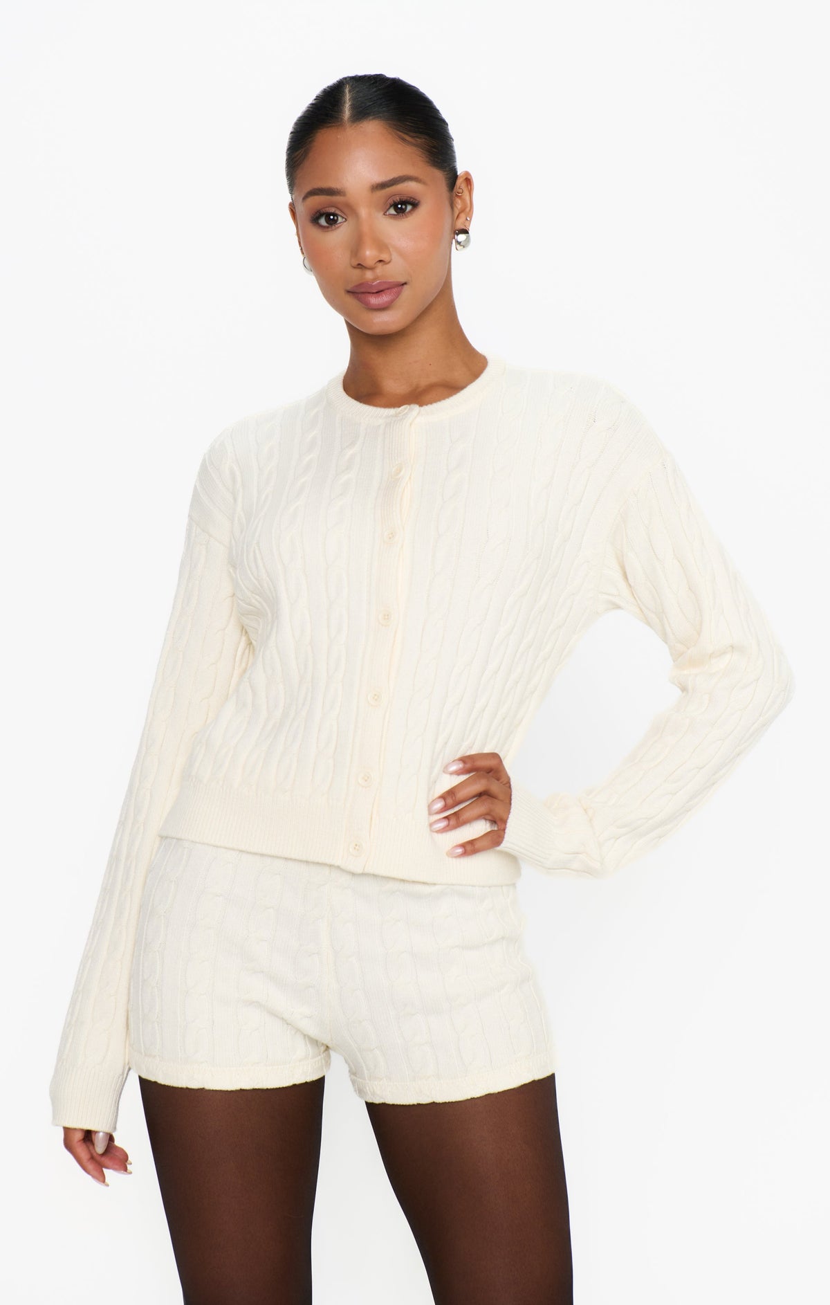Throw on Cardigan ~ Snow Cable Knit
