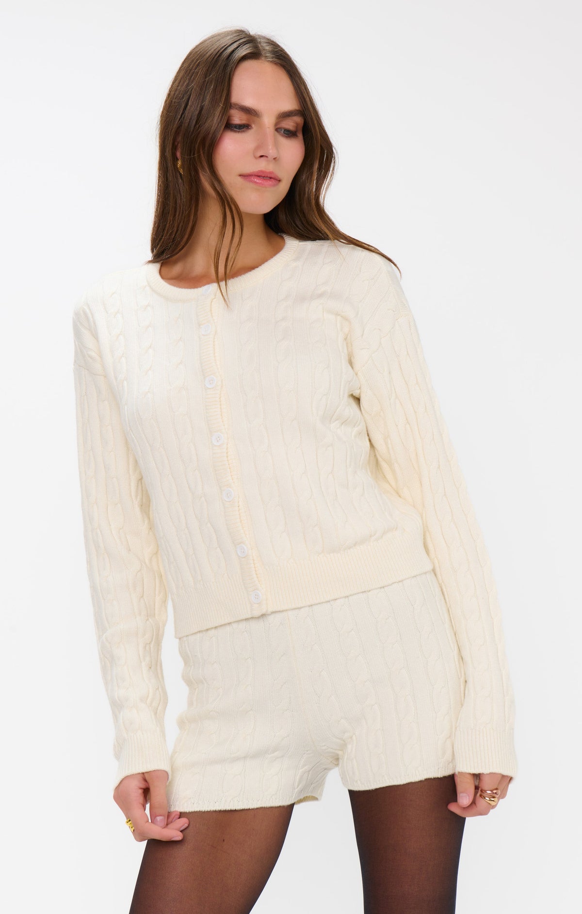 Throw on Cardigan ~ Snow Cable Knit