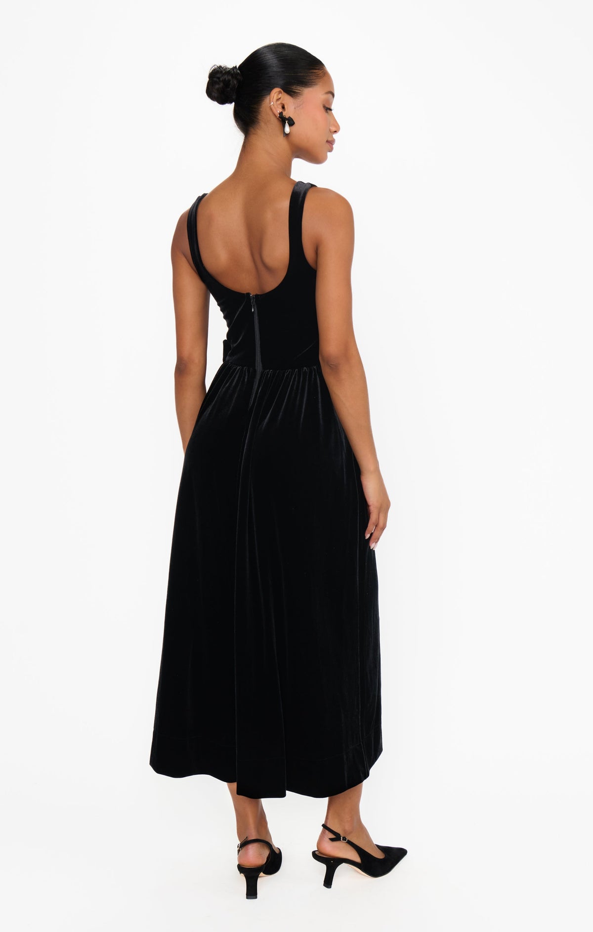 Ricci Midi Dress ~ Black Velvet