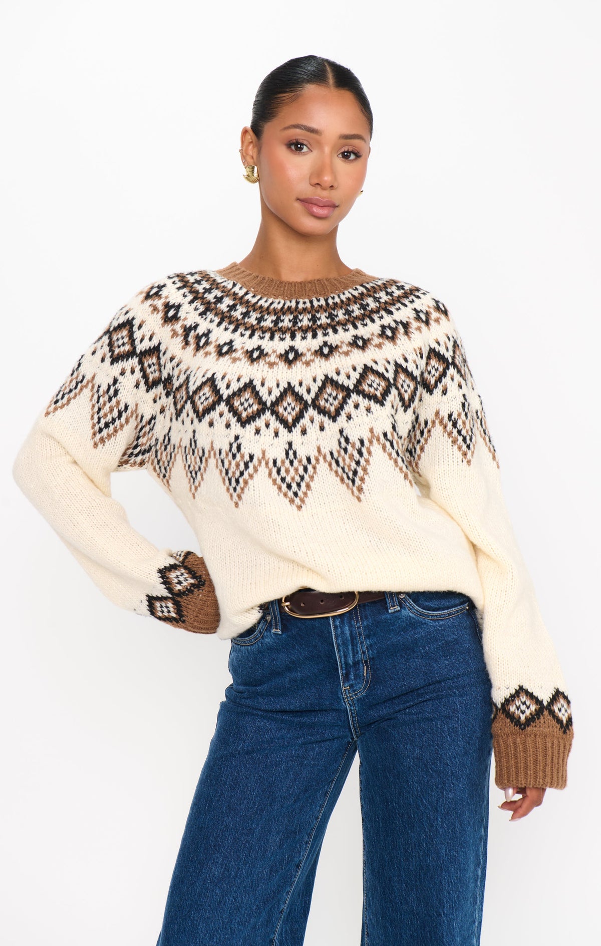 Toasty Sweater ~ Brown Sugar Fair Isle Knit