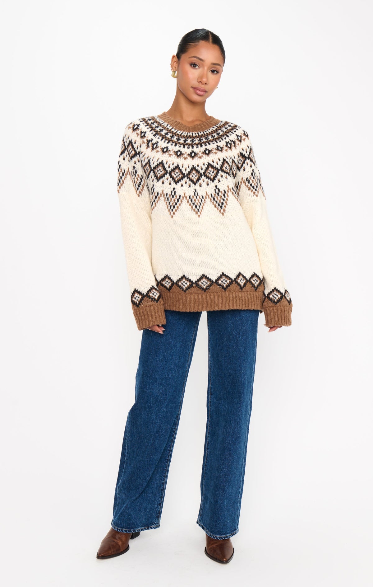 Toasty Sweater ~ Brown Sugar Fair Isle Knit