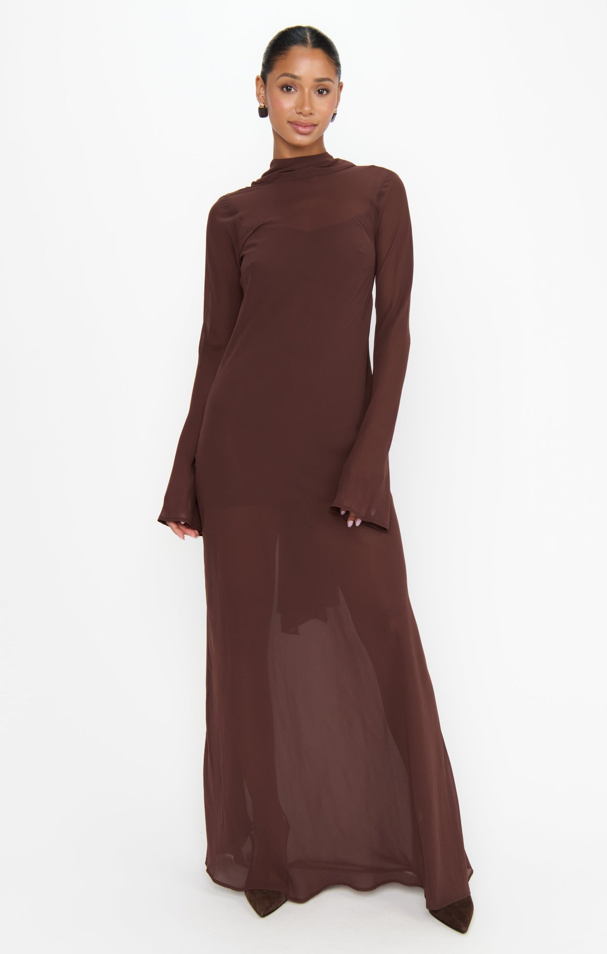 Brandi Maxi Dress ~ Chocolate Chiffon