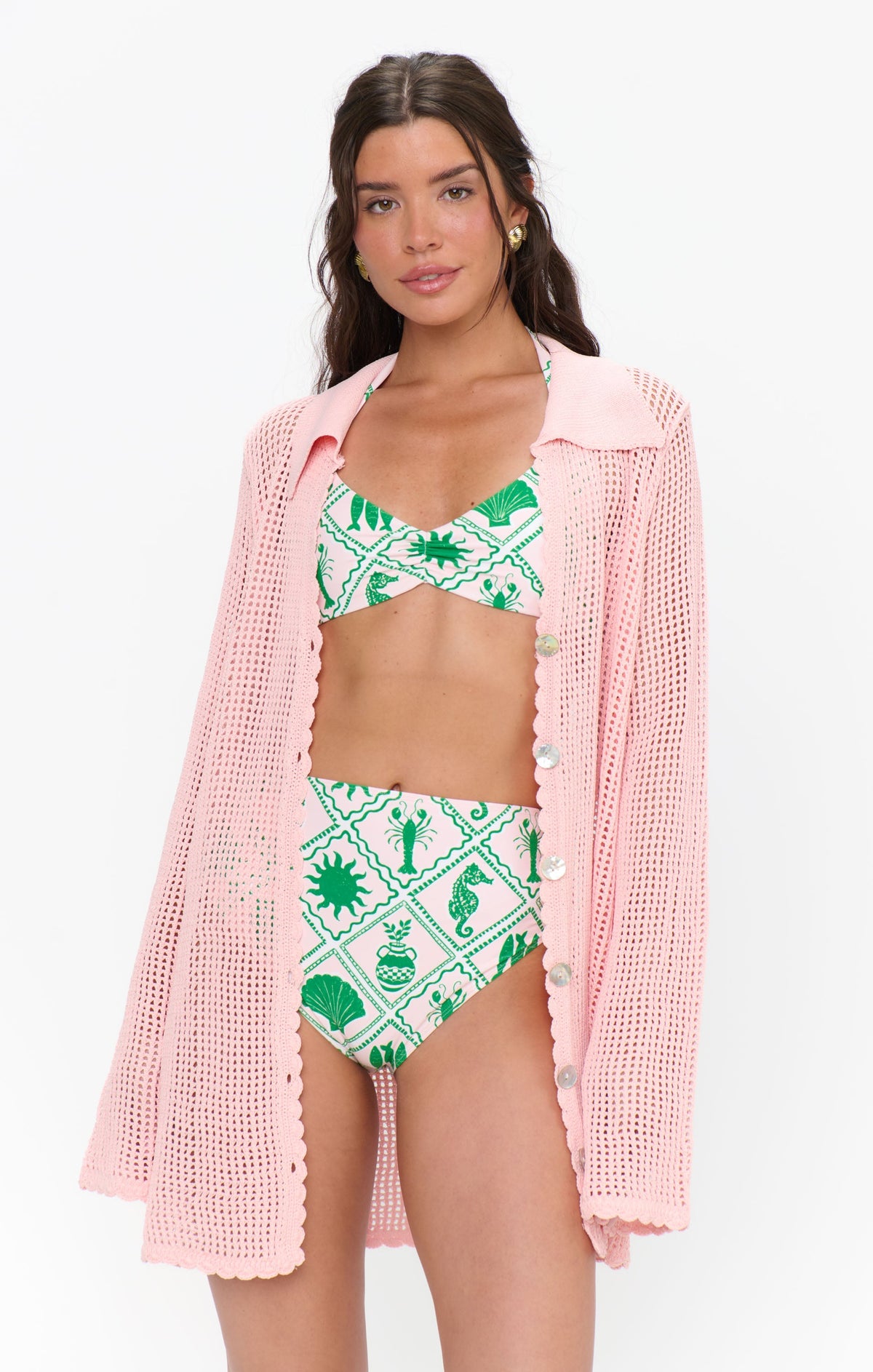 Button Up Coverup ~ Peachy Pink Crochet