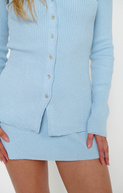 Josie Top ~ Baby Blue Rib Knit