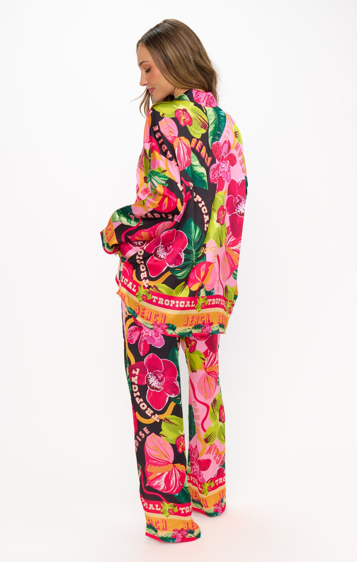Sleep In PJ Set ~ Hot Tropic Nights Silky