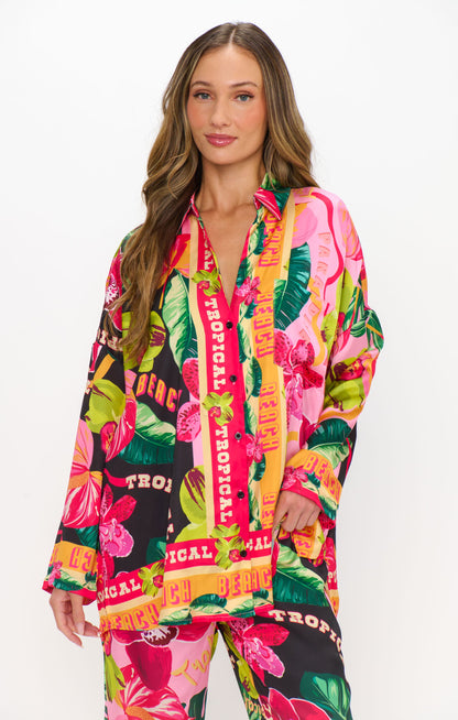 Sleep In PJ Set ~ Hot Tropic Nights Silky