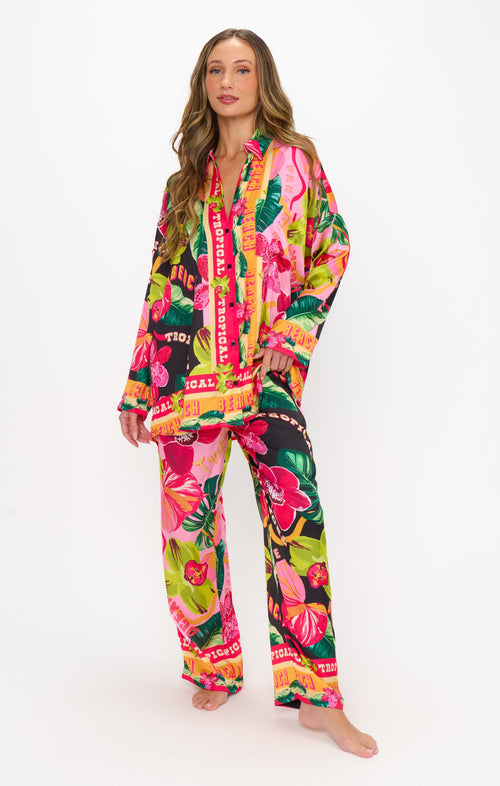Sleep In PJ Set ~ Hot Tropic Nights Silky