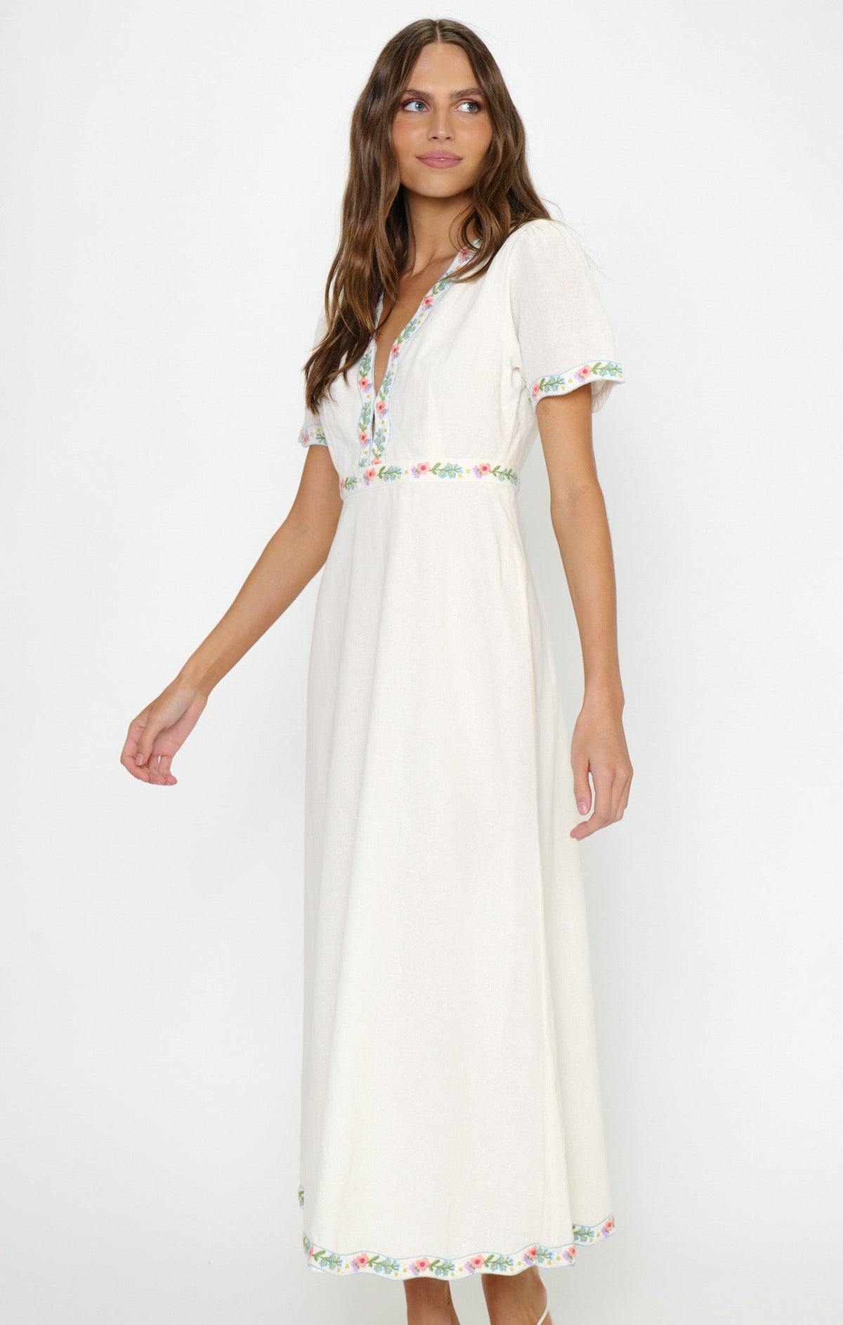 Thea Midi Dress ~ Wild Meadow Embroidery