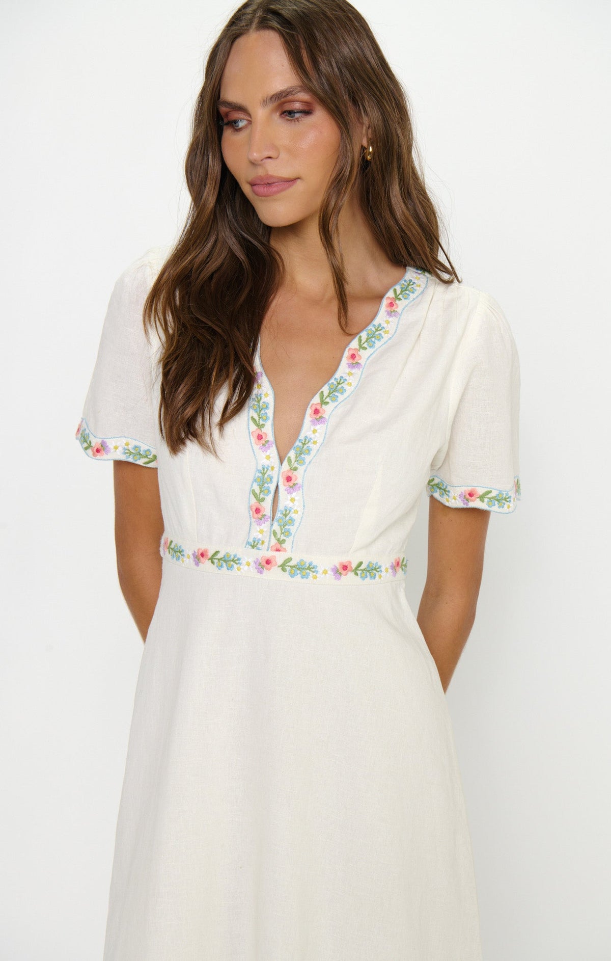 Thea Midi Dress ~ Wild Meadow Embroidery