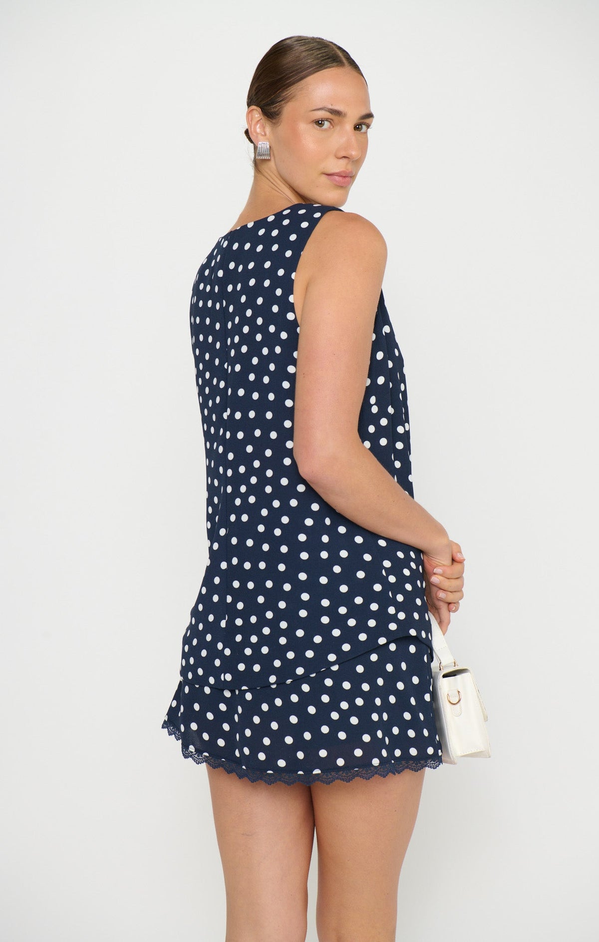 Bridgette Mini Skort ~ Navy Polka Dot