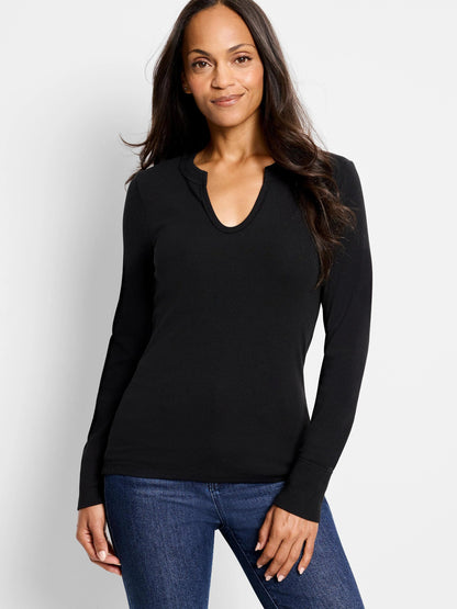 NZT Seamed Up Split Neck Rib Tee