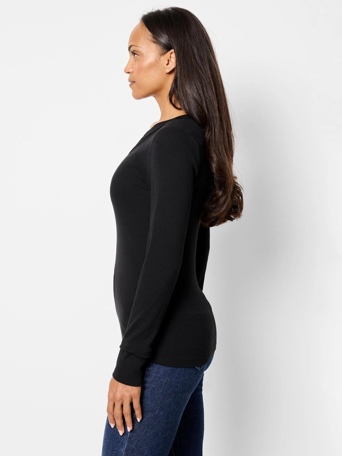 NZT Seamed Up Split Neck Rib Tee