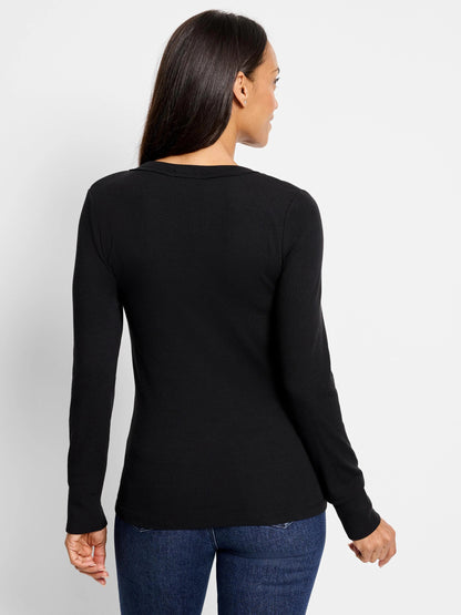 NZT Seamed Up Split Neck Rib Tee