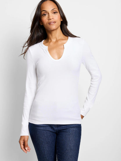 NZT Seamed Up Split Neck Rib Tee