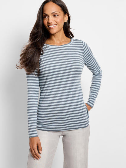 NZT Striped Bracelet Sleeve Boat Tee