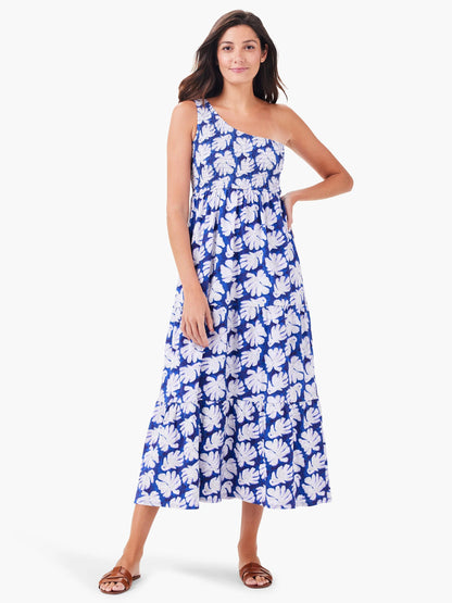 NZT Shadow Palm One Shoulder Smocked Dress