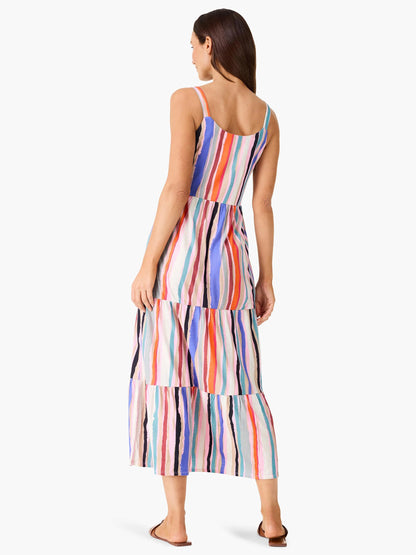 NZT Painted Stripes Tiered Maxi Dress