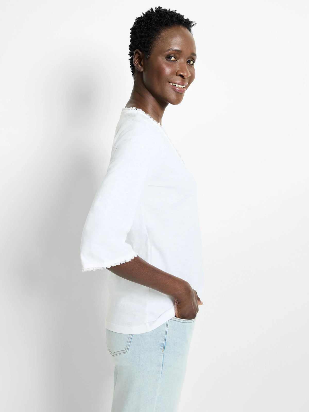 NZT 3/4 Sleeve Fringe Tee