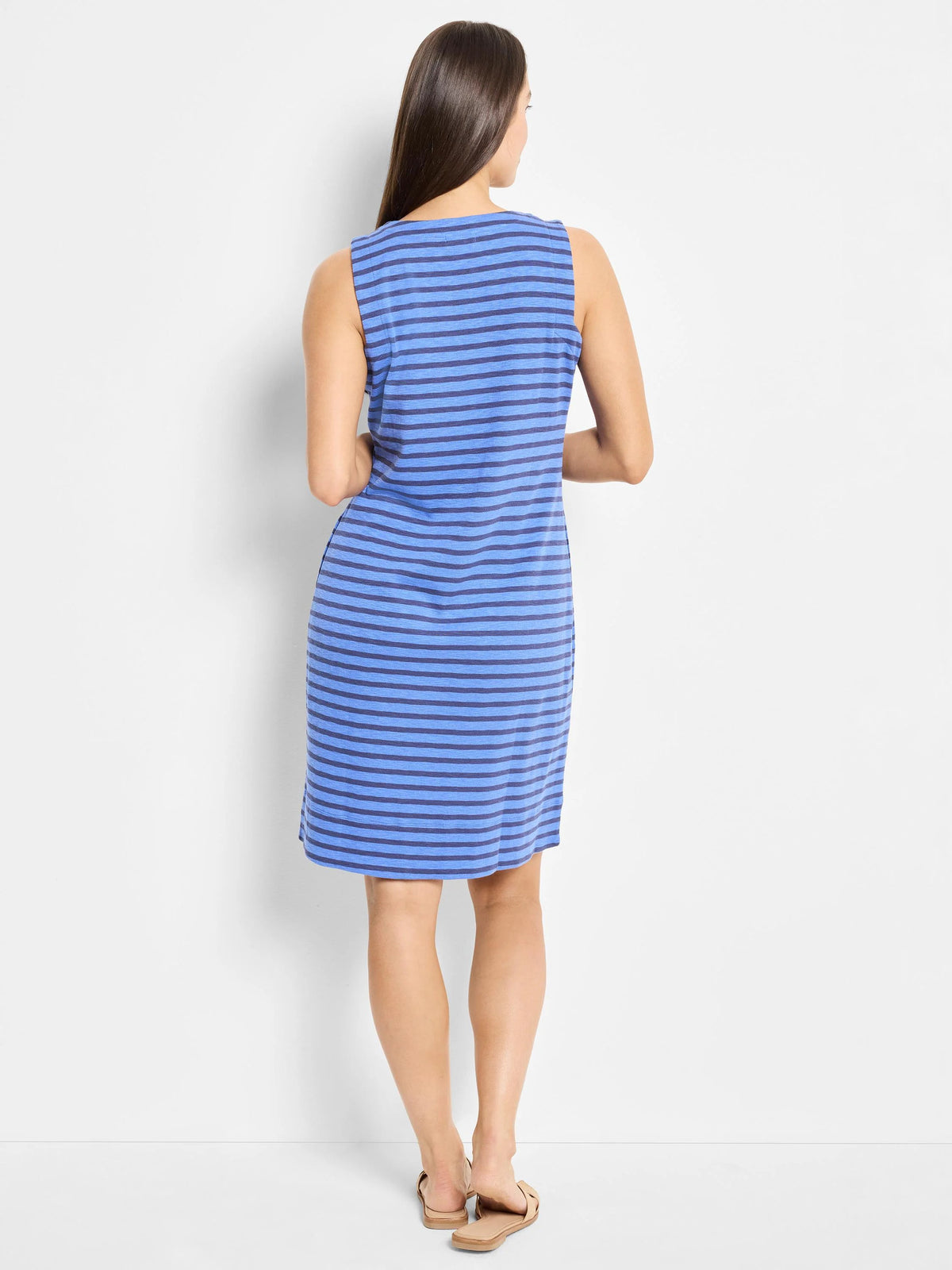 NZT Striped Sleeveless V-Neck Dress