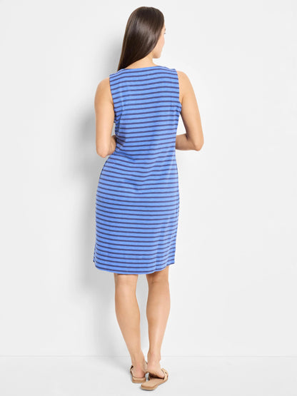 NZT Striped Sleeveless V-Neck Dress