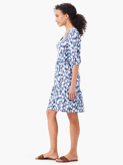 NZT Hazy Blues Elbow Sleeve V-Neck Dress