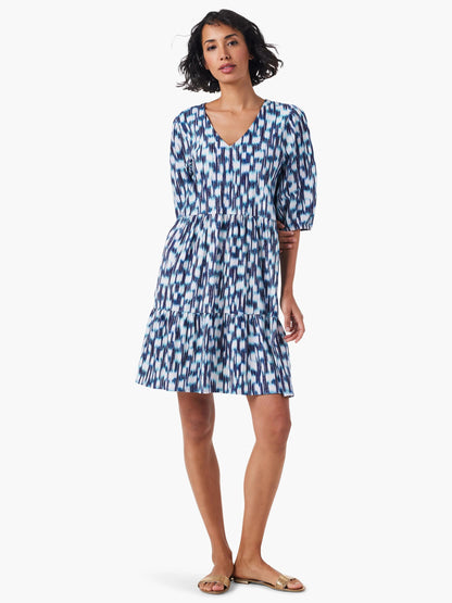 NZT Hazy Blues Elbow Sleeve V-Neck Dress