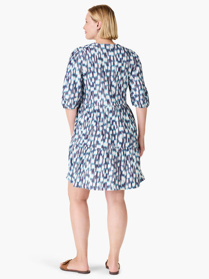 NZT Hazy Blues Elbow Sleeve V-Neck Dress