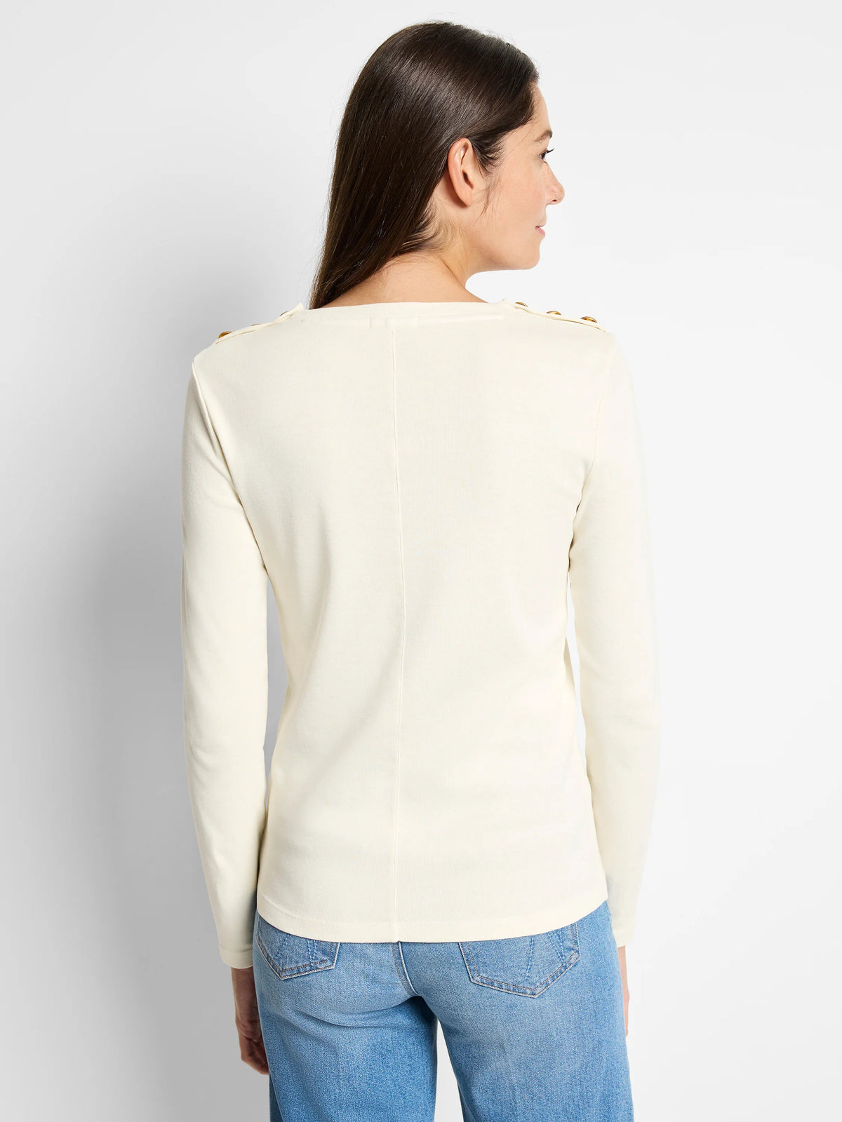 NZT Long Sleeve Button Shoulder Top
