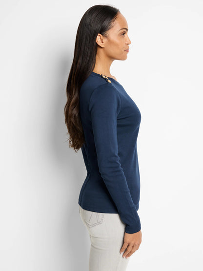 NZT Long Sleeve Button Shoulder Top