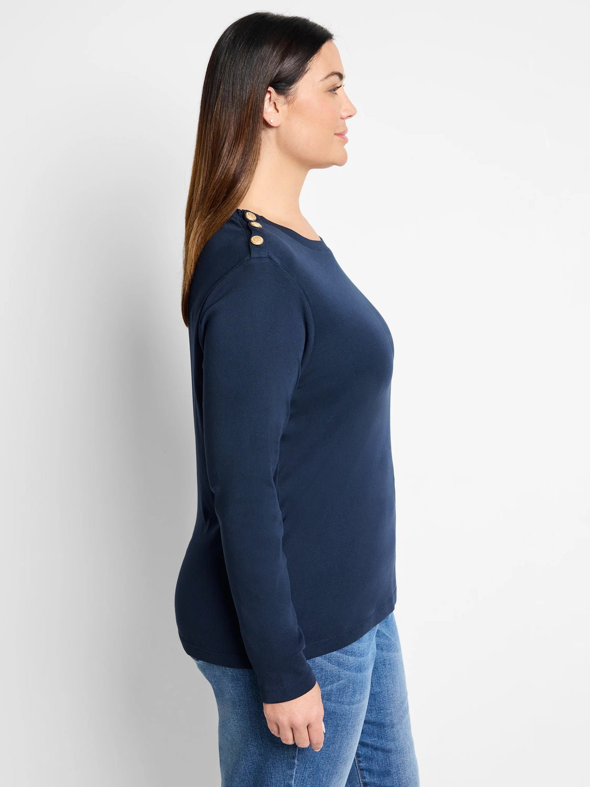 NZT Long Sleeve Button Shoulder Top