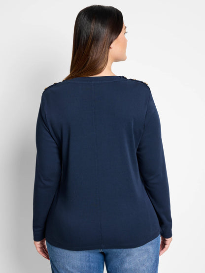 NZT Long Sleeve Button Shoulder Top