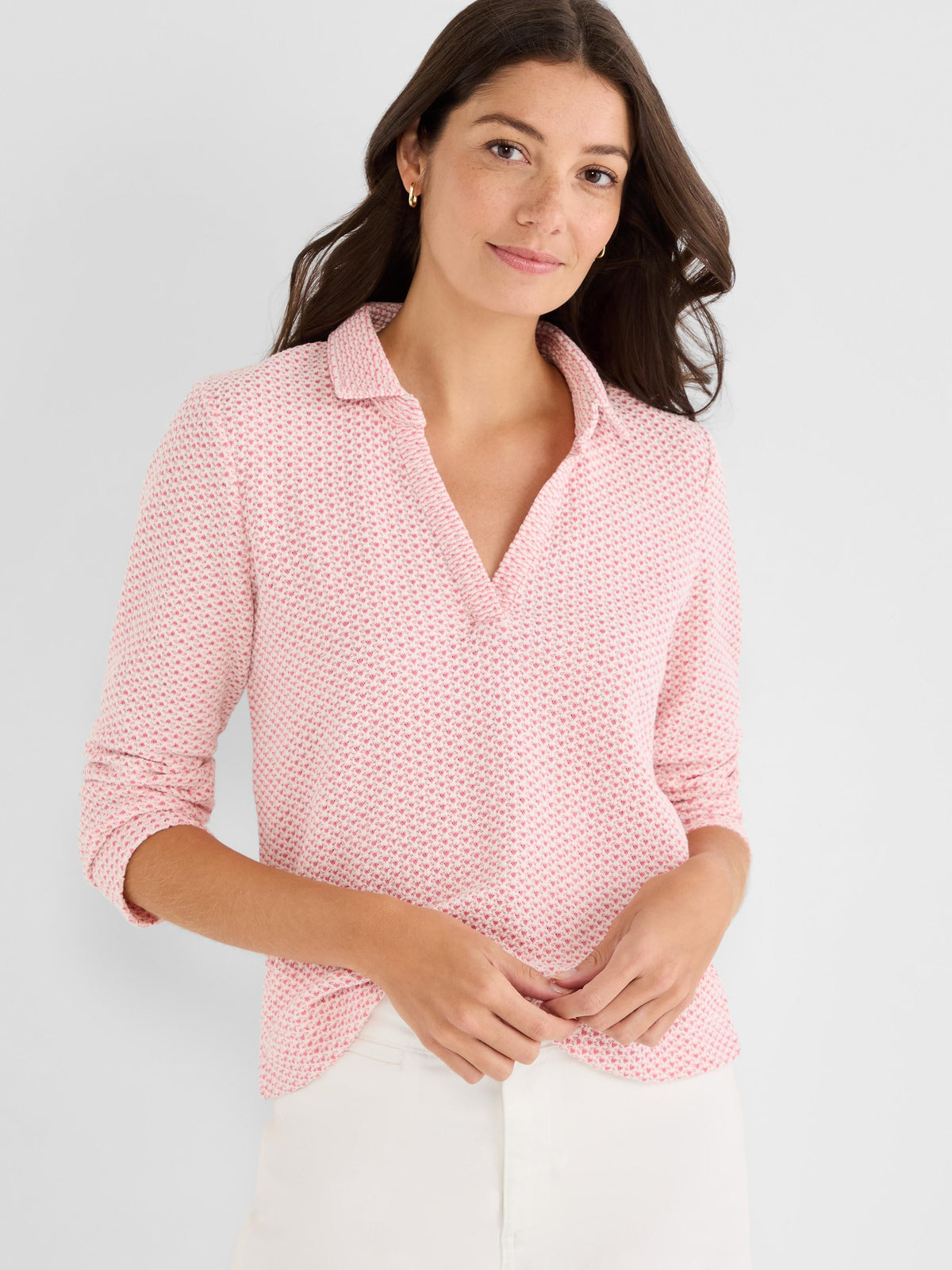 Textured Tuck Stitch Knit Polo