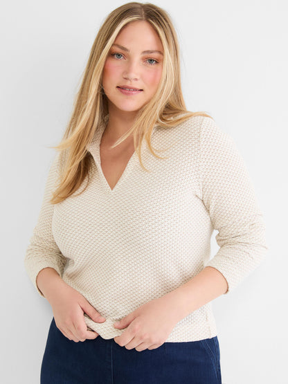Textured Tuck Stitch Knit Polo