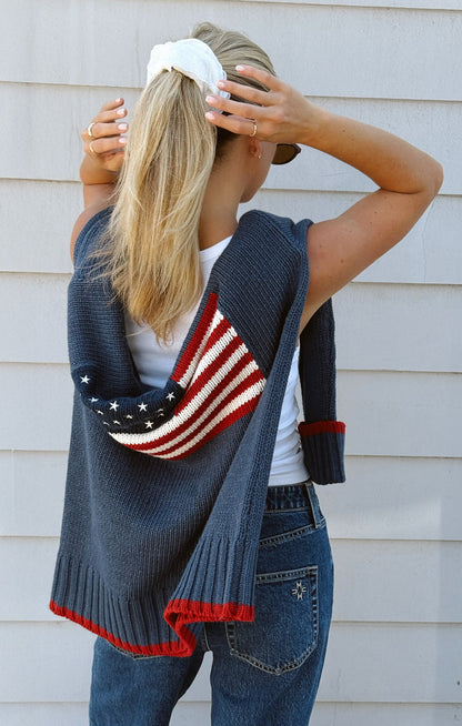 Fireside Sweater ~ American Flag Navy Knit