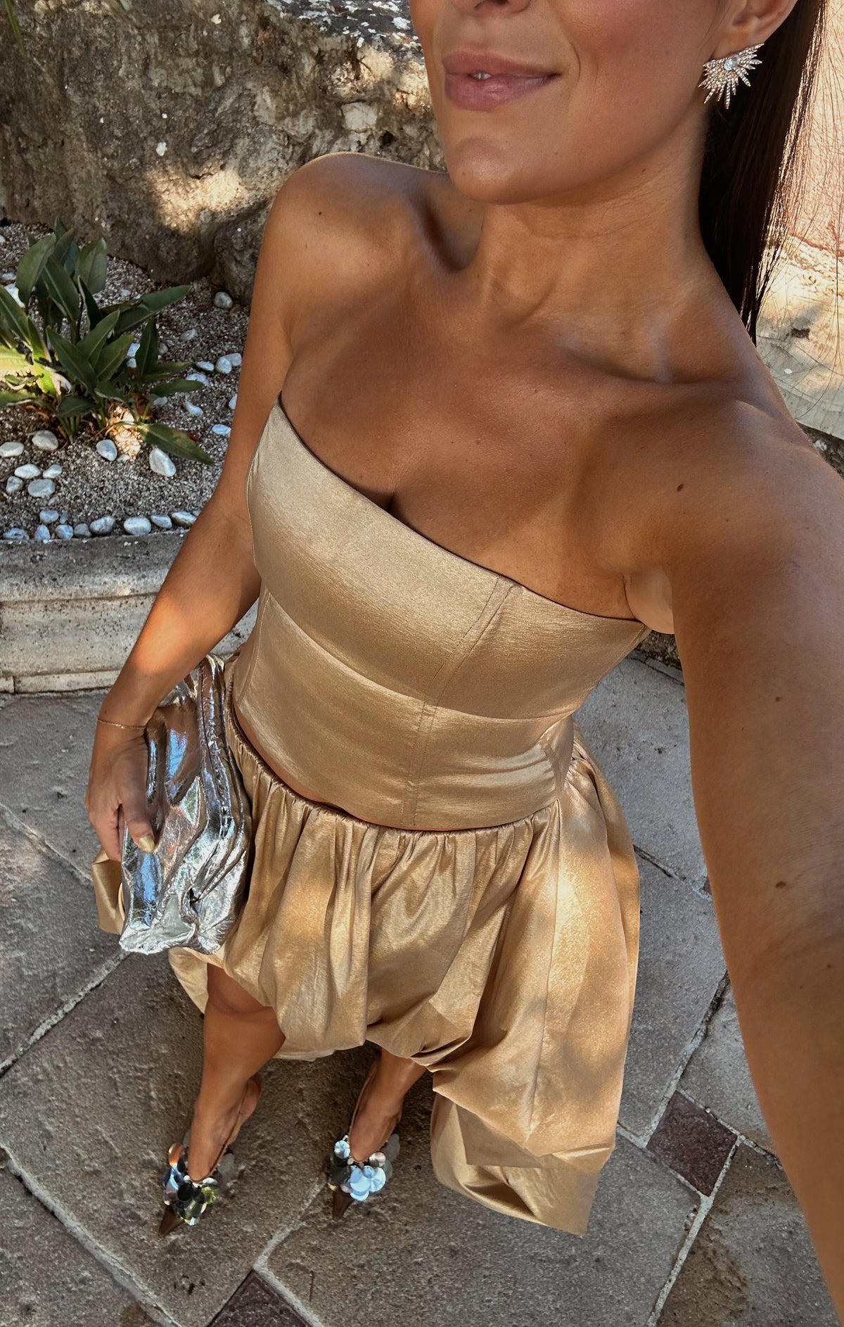Tatum Top ~ Gold Metallic Taffeta