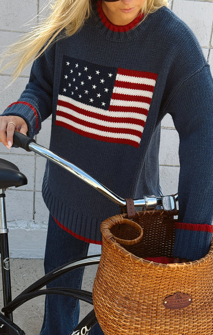 Fireside Sweater ~ American Flag Navy Knit