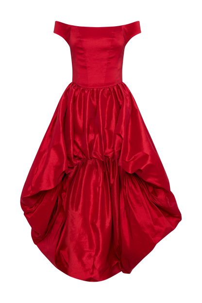Amelia Bubble Maxi Dress Ruby Red